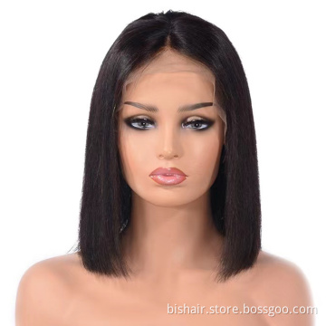 Wholesale13x4Tlace Women's Bob Cut Straight Hair Wig Lace Human Hair Pre-pulled With Hair Brazilian Remy Short Bob Closure Black